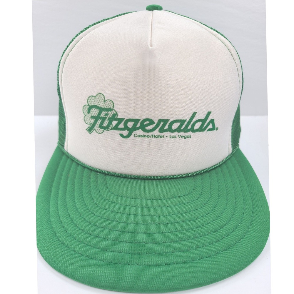 Vintage Fitzgeralds Casino Las Vegas Trucker‎ Hat Green White Snapback Mesh Cap